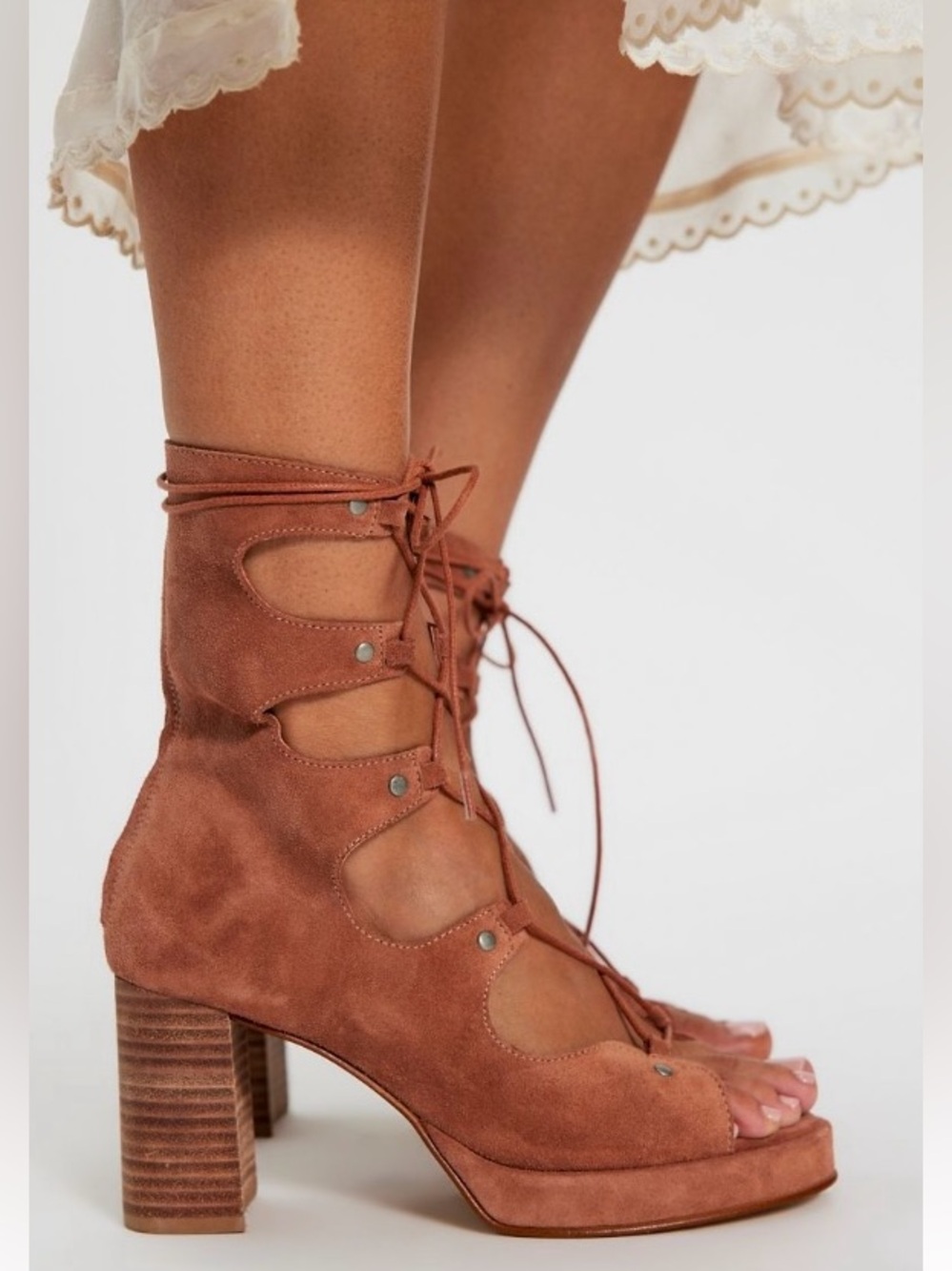 Free People Collection ~ Markie Lace-Up Platforms ~ Deep Sand ~ SZ- 9 ~ NWT*** - Picture 10 of 15